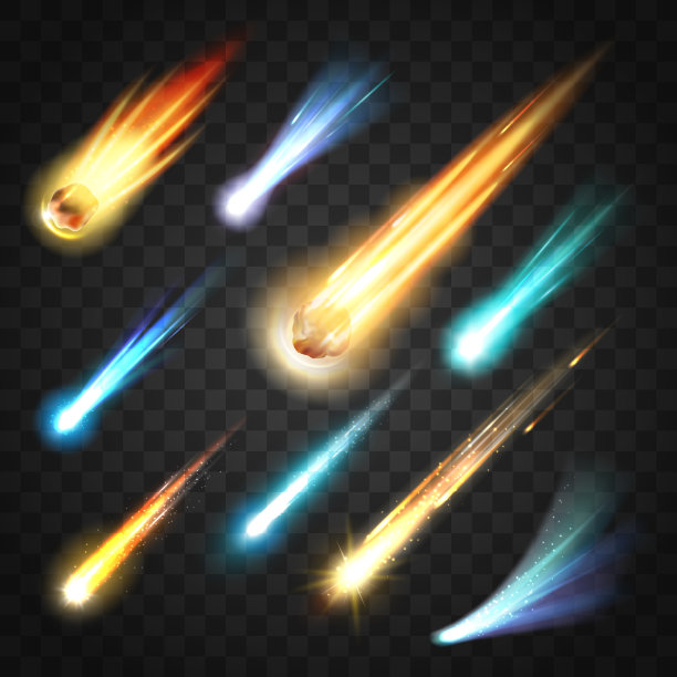 太空中发光的小行星和流星图片下载