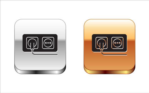 黑色插座图标隔离在白色上图片下载