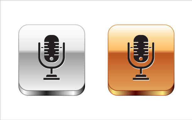 黑色麦克风图标隔离在白色背景图片下载