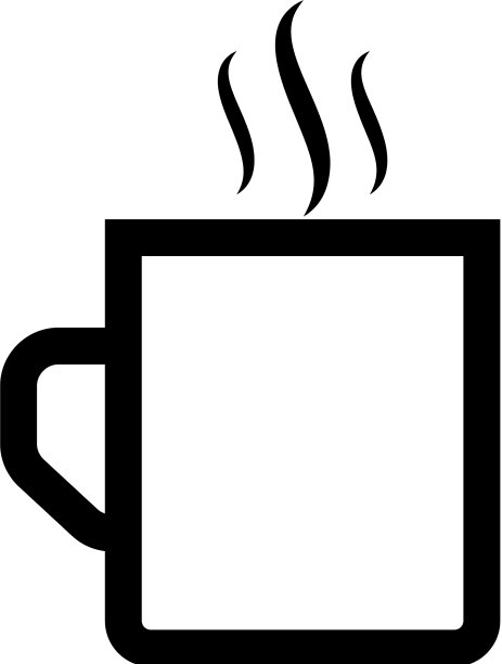 黑咖啡杯平面图标孤立在白色图片下载