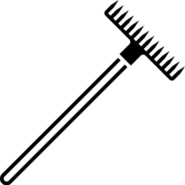 黑色花园耙图标孤立在白色图片下载