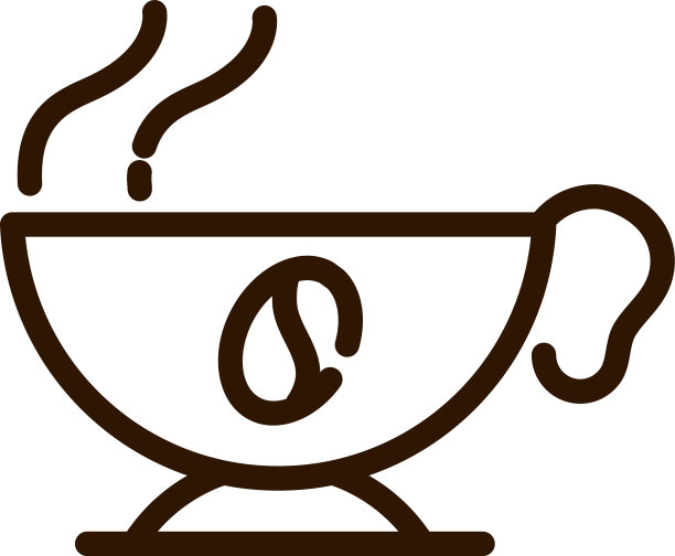 热咖啡杯豆板线条设计图片下载