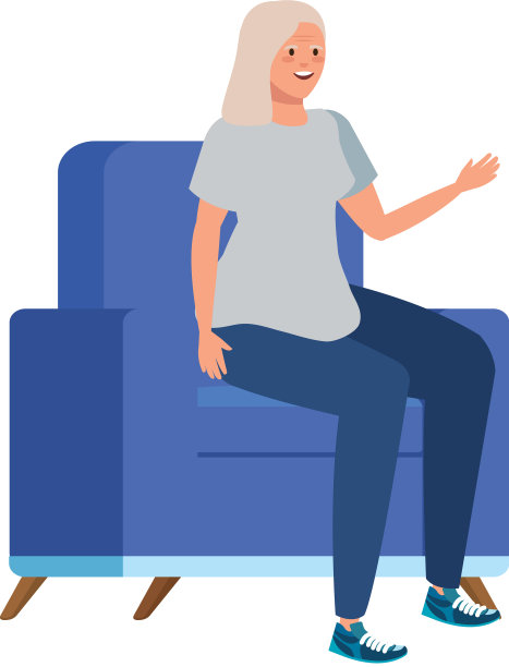 坐在沙发上的老婆婆化身人物图片下载