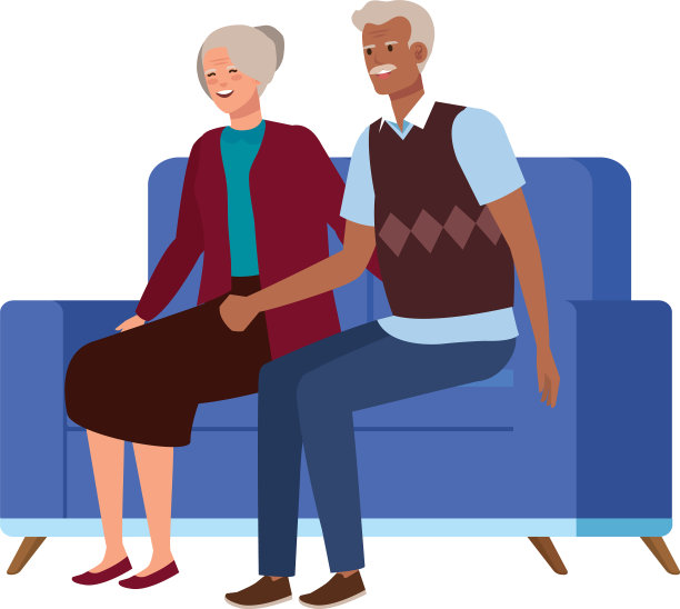 老两口坐在沙发上的头像人物图片下载