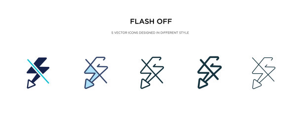 Flash off图标在不同的风格两种颜色图片下载