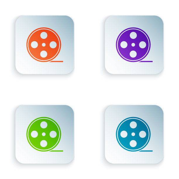 彩色胶片卷轴图标孤立在白色背景上图片下载