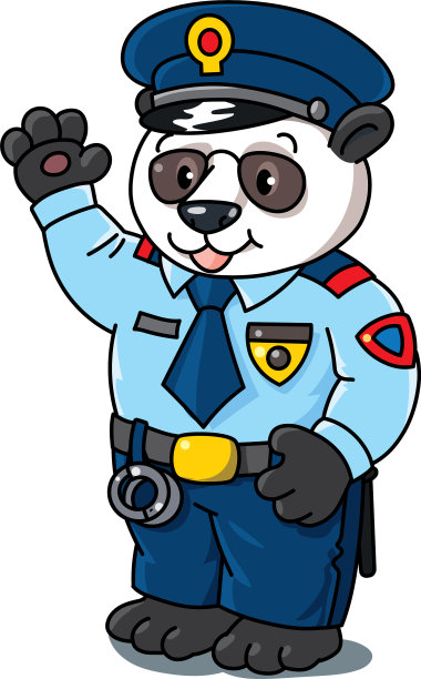 熊猫警察动物和职业字母p图片下载