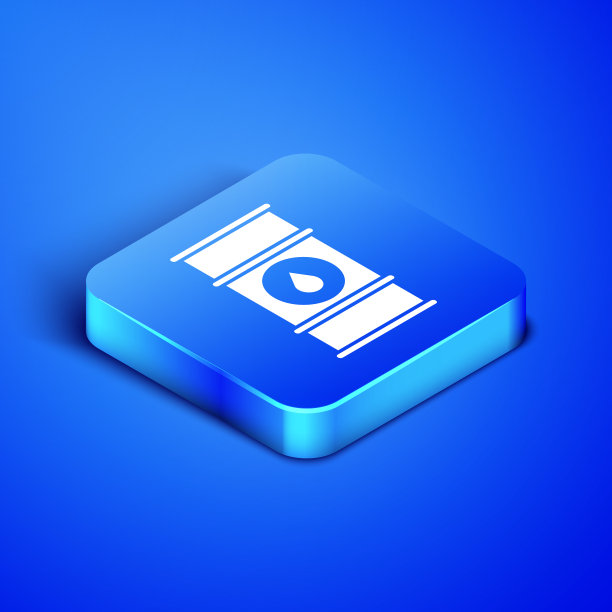 等距油桶线图标隔离在蓝色图片下载