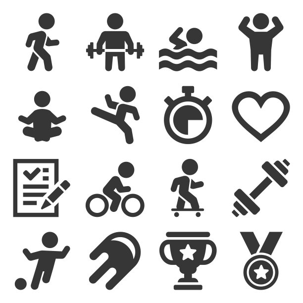 健康运动和健身图标设置图片下载