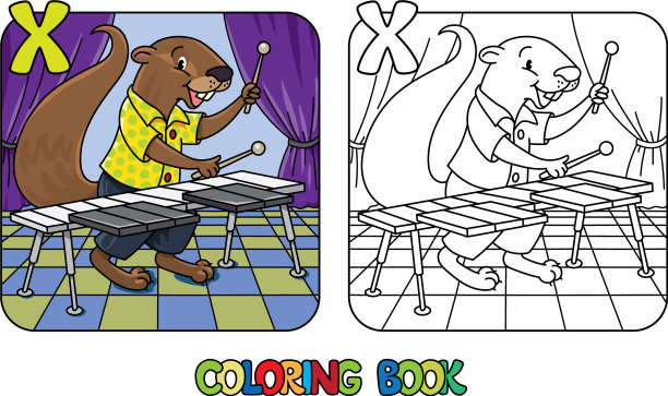 Xerus木琴家ABC着色书字母表x图片下载