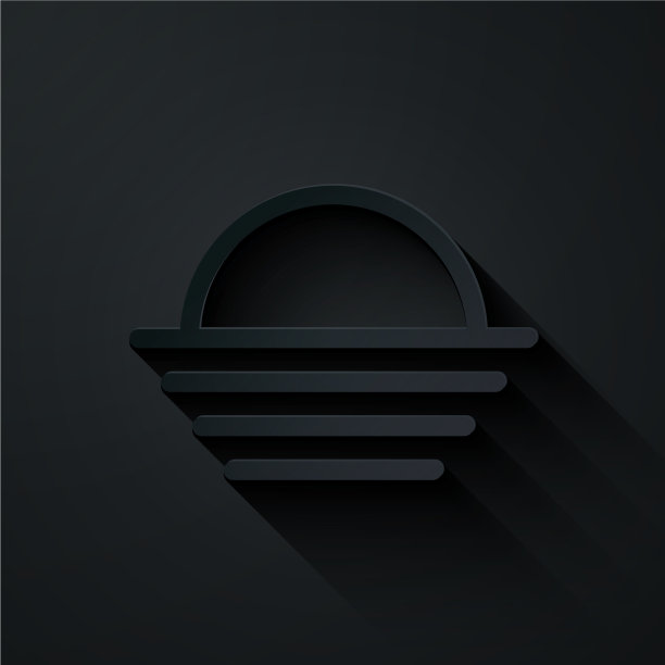 剪纸日落图标孤立在黑色的背景图片下载