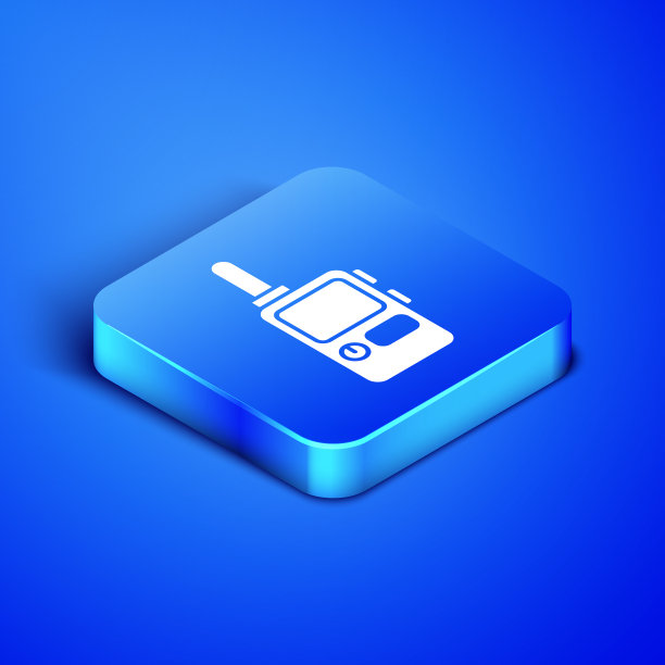 等距对讲机图标蓝色隔离图片下载