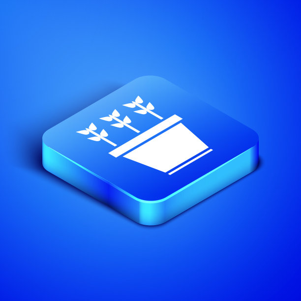 等距植物盆栽图标孤立在蓝色图片下载