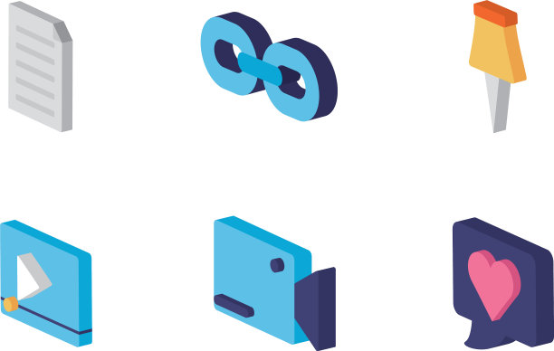 孤立和等距图标集设计图片下载