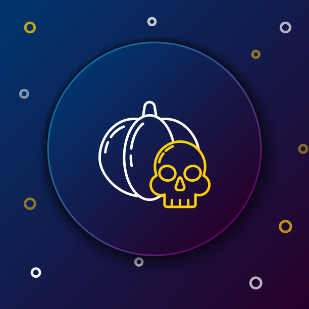 白色和黄色线南瓜和头骨的图标图片下载