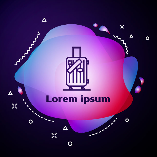 紫色线旅行箱和贴纸的图标图片下载