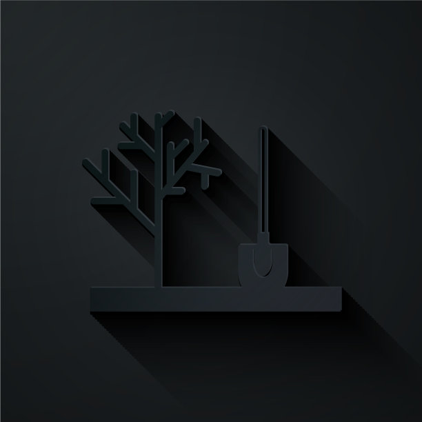 剪纸种植一棵树在地面图标图片下载