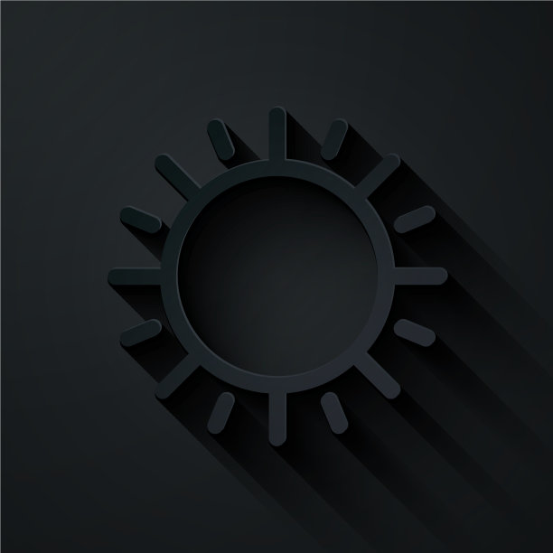 剪纸太阳图标孤立在黑色背景图片下载