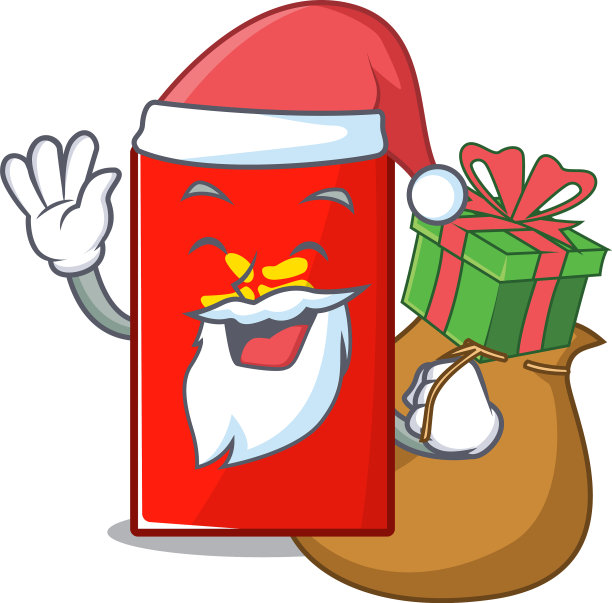 红包卡通圣诞老人带来礼物图片下载