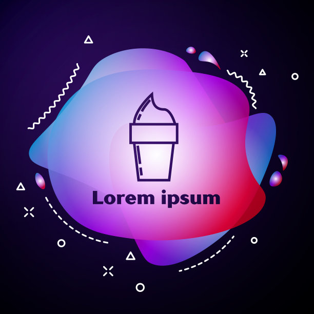 紫色线条的冰淇淋在华夫蛋筒图标孤立图片下载