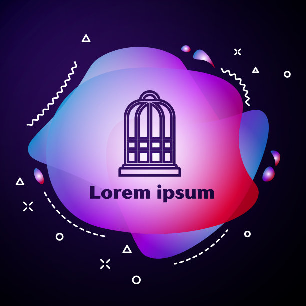 紫色线笼子的鸟图标孤立在黑暗图片下载