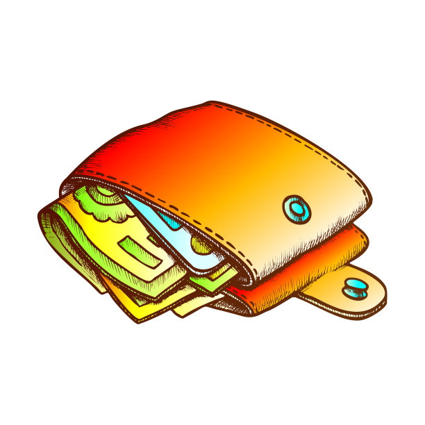 皮夹与钞票单色图片下载