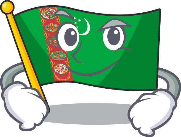 国旗土库曼斯坦吉祥物卡通风格与图片下载