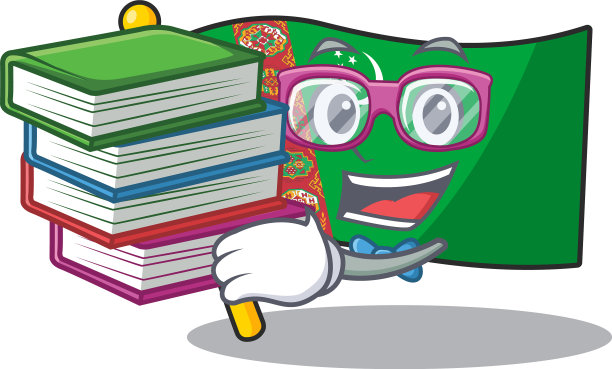 学生以书旗土库曼斯坦吉祥物卡通图片下载