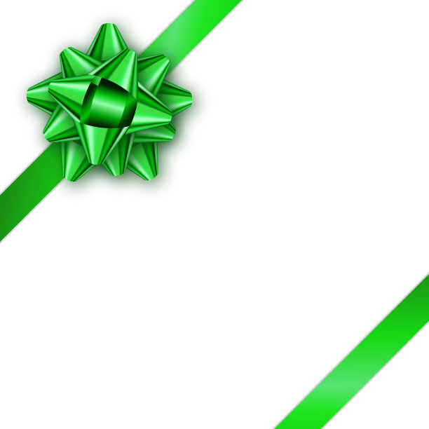 白色背景上的绿色蝴蝶结卡片图片下载