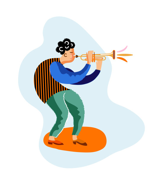 小号演奏者卡通人物图片下载