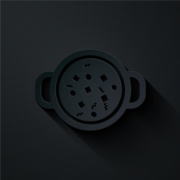 剪纸烹饪汤在锅上孤立的图标图片下载