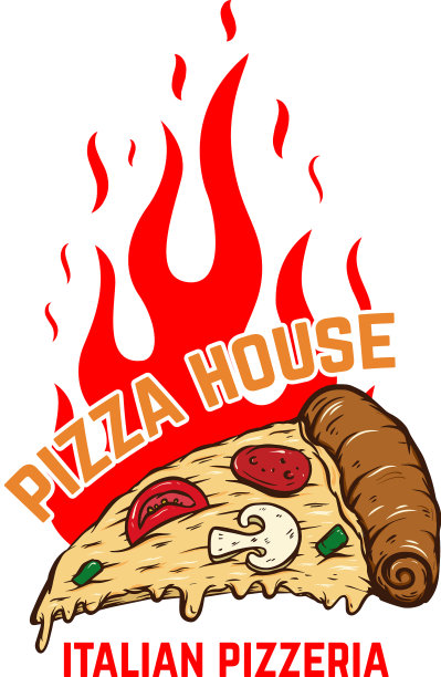 海报模板与比萨饼和火的设计图片下载