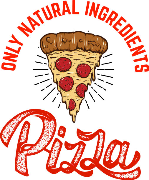 带有披萨片设计元素的徽章模板图片下载