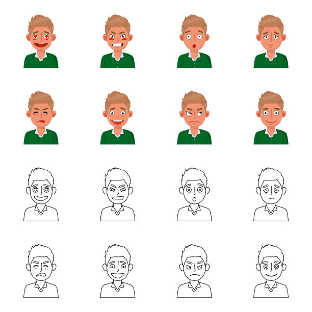 孤立的对象面和男孩标志收集图片下载