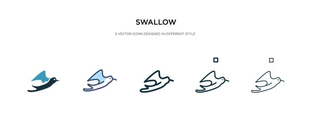 燕子图标有两种不同的颜色和风格图片下载