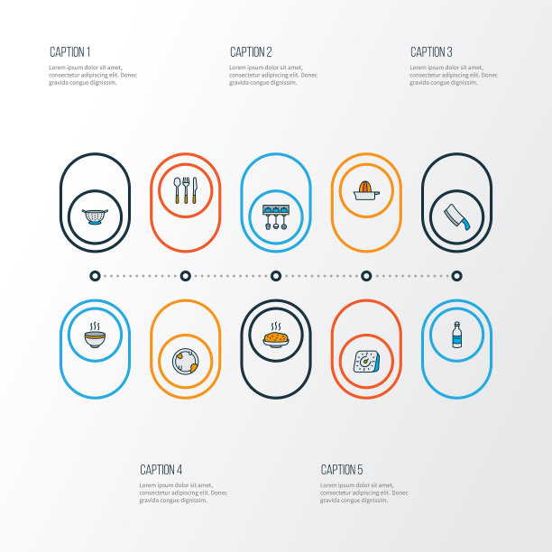 美食图标彩色线与热米饭图片下载