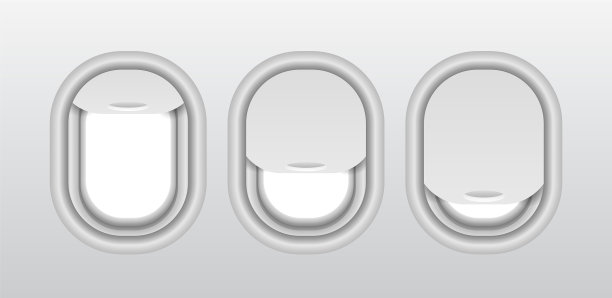 带窗帘的飞机窗户图片下载