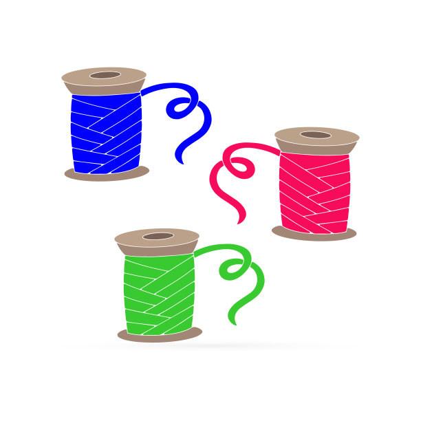 涂鸦线程设置图标隔离在白色。概述缝纫。手绘线条艺术。矢量图例草图图片下载