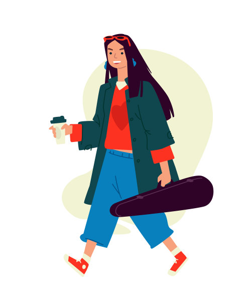 一个拿着卡布奇诺咖啡的女孩一个女人跑去图片下载