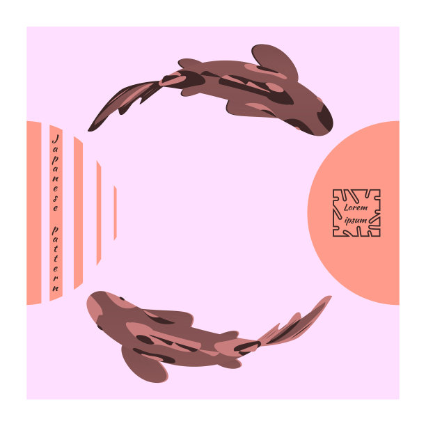 日本锦鲤花纹两条装饰性鲤鱼图片下载