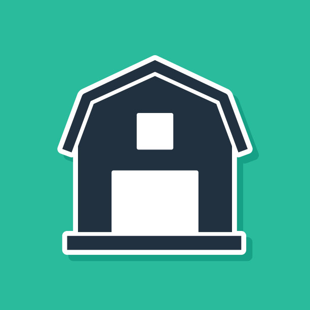 蓝色农舍概念图标孤立在绿色上图片下载