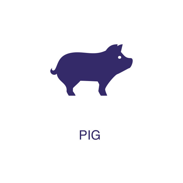 猪的元素在平面简约风格上的白色图片下载