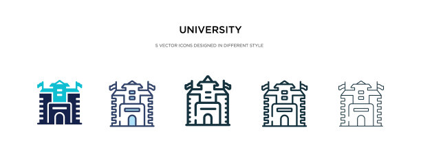 不同风格的双色大学图标图片下载