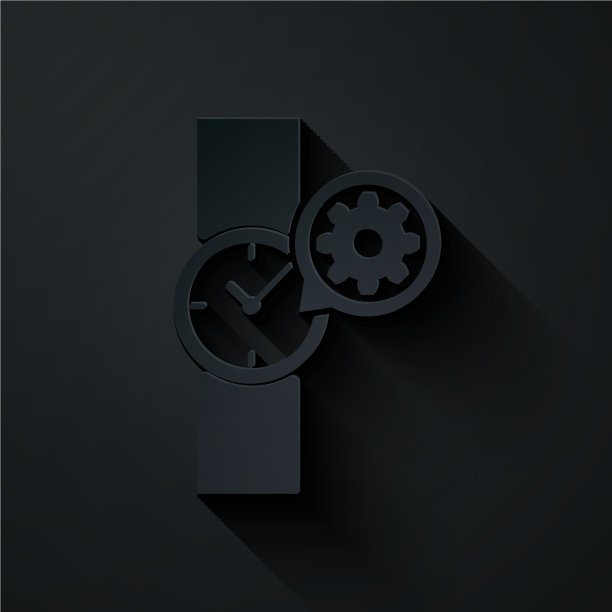 纸割腕表和齿轮图标隔离上图片下载