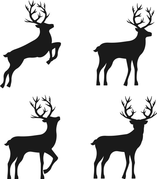 复古抽象集与黑鹿剪影集图片下载