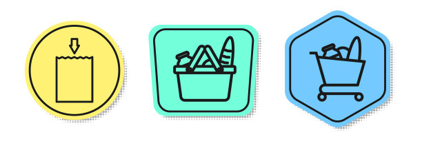 购物袋、购物篮、纸套线图片下载