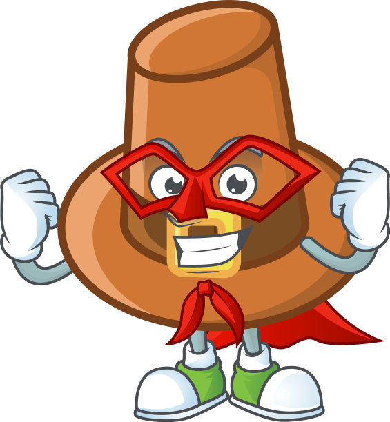 可爱的棕色朝圣者帽在超级英雄吉祥物图片下载