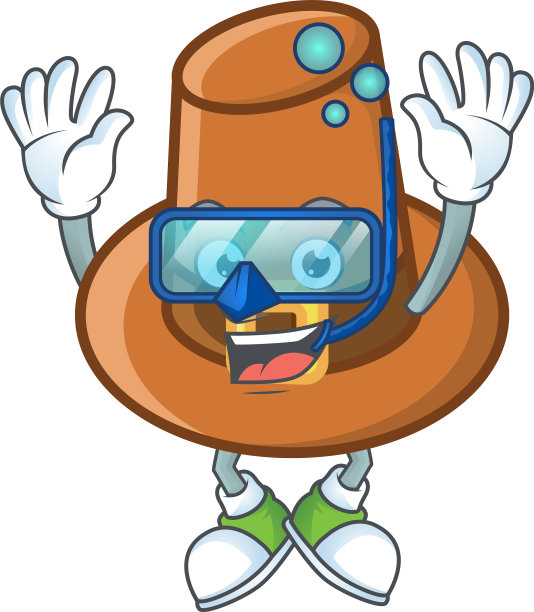 可爱的棕色朝圣者帽在跳水吉祥物图片下载