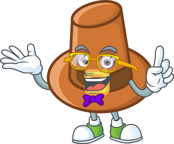 可爱的棕色朝圣者帽在极客吉祥物图片下载