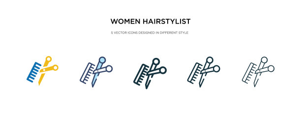 女性发型师图标在不同的风格两图片下载